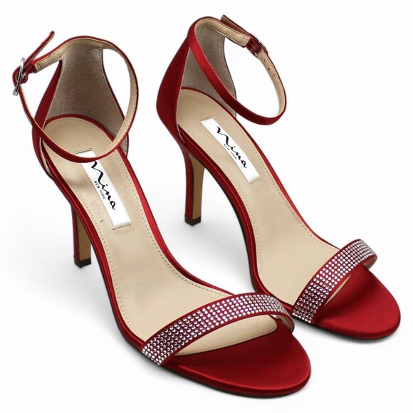 Veniza Womens Leather Open Toe Evening Heels - Picture 1 of 8